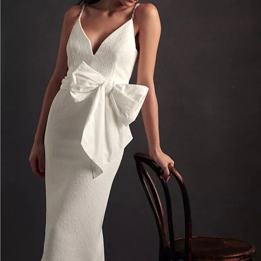 Rebecca Vallance White Midi Dress with Bow